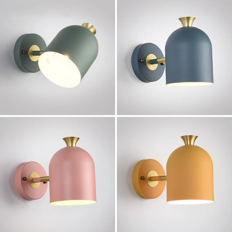 Eenvoud Scandinavisch wandgemonteerd licht 1 licht Macaroon metalen schanslamp voor slaapkamer Clearhalo