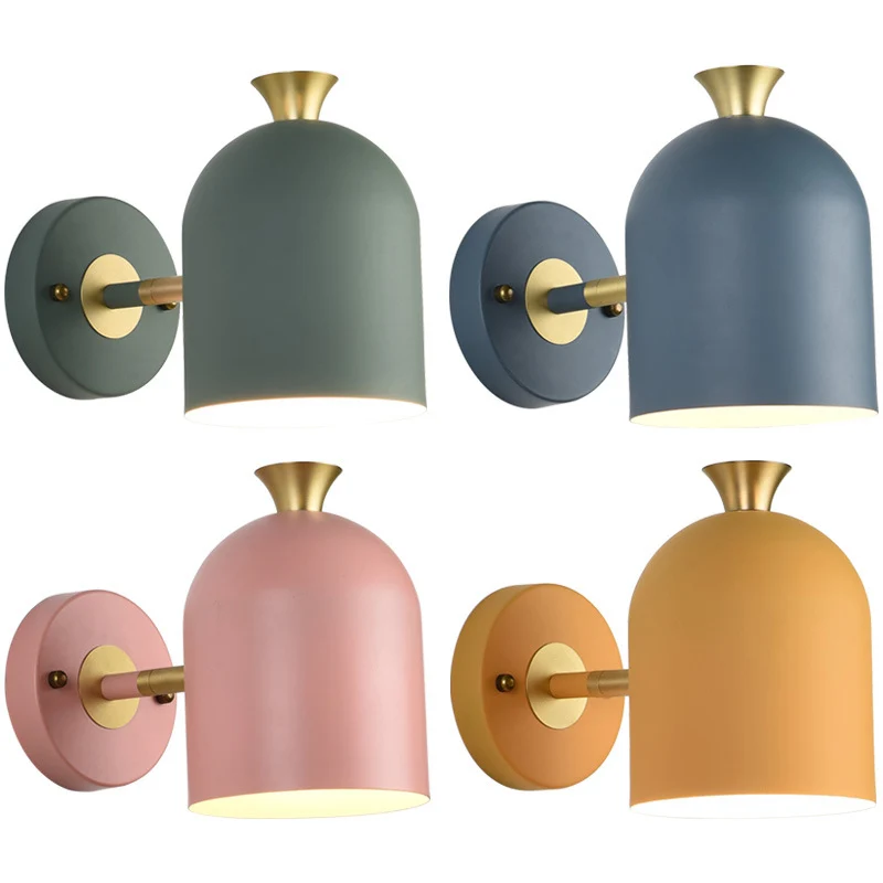 Eenvoud Scandinavisch wandgemonteerd licht 1 licht Macaroon metalen schanslamp voor slaapkamer Clearhalo