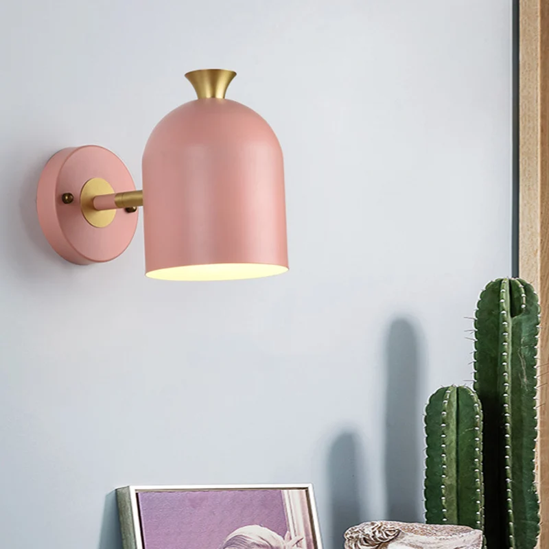 Eenvoud Scandinavisch wandgemonteerd licht 1 licht Macaroon metalen schanslamp voor slaapkamer Clearhalo