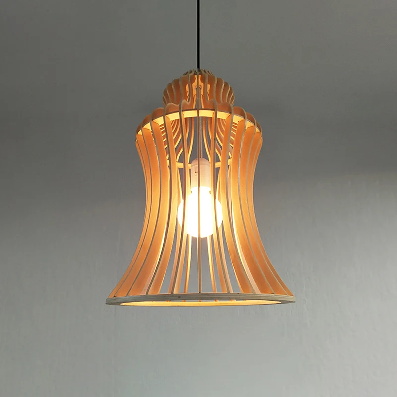 Eenvoud Schaduwrijke ophangverlichting Houten 1-lichts restaurant hanglamp Clearhalo