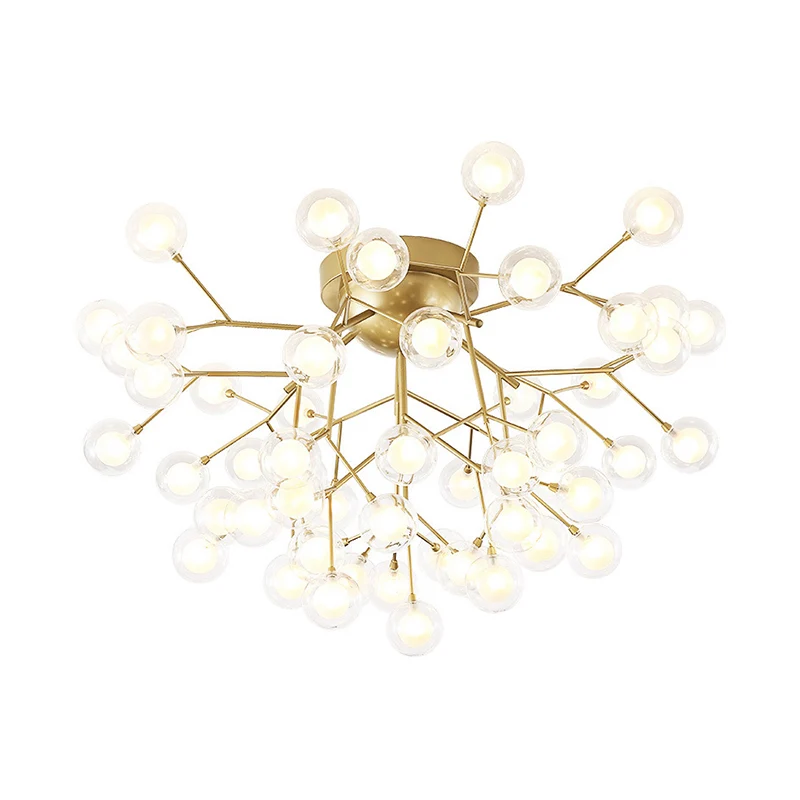 Eenvoud Vertakte inbouwlamp, metalen slaapkamer, semi-LED-inbouwkroonluchter met bubbelbalscherm Clearhalo