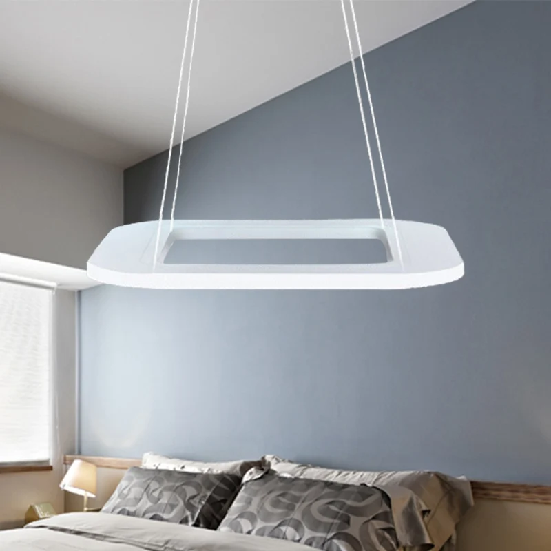 Eenvoud Vierkante LED-kroonluchter Licht acryl 1/2/3 licht Kantoorplafondhanger warm/wit/natuurlijk licht Clearhalo