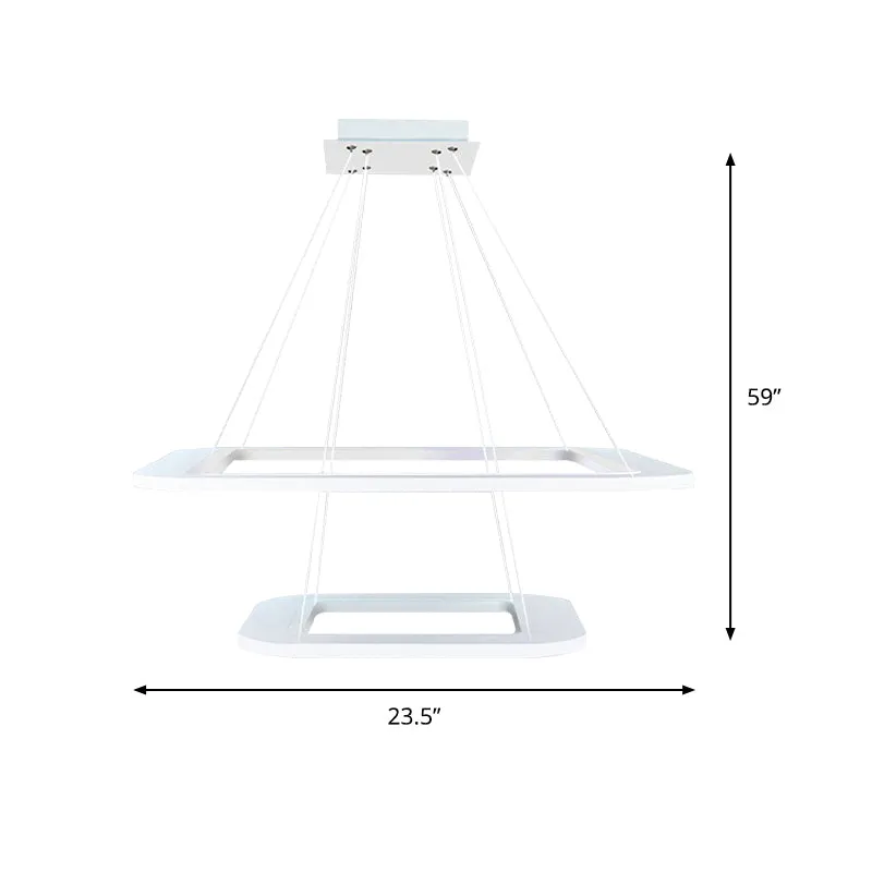 Eenvoud Vierkante LED-kroonluchter Licht acryl 1/2/3 licht Kantoorplafondhanger warm/wit/natuurlijk licht Clearhalo