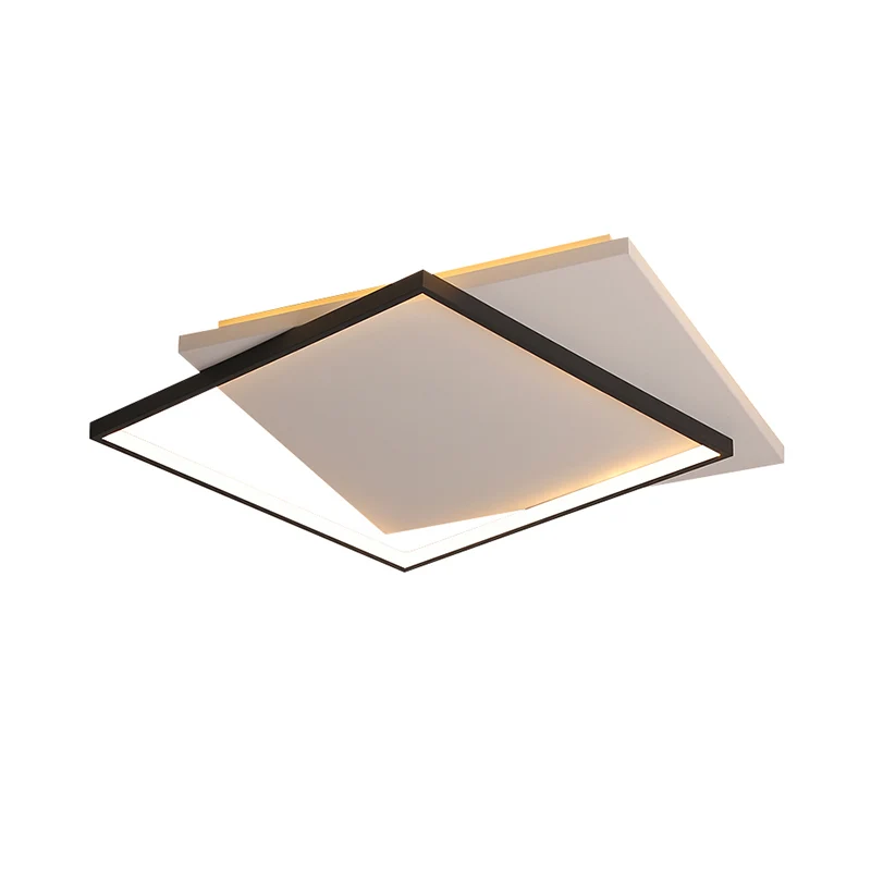 Eenvoud vierkante plafondmontage verlichting acryl woonkamer LED inbouw wit-zwart Clearhalo