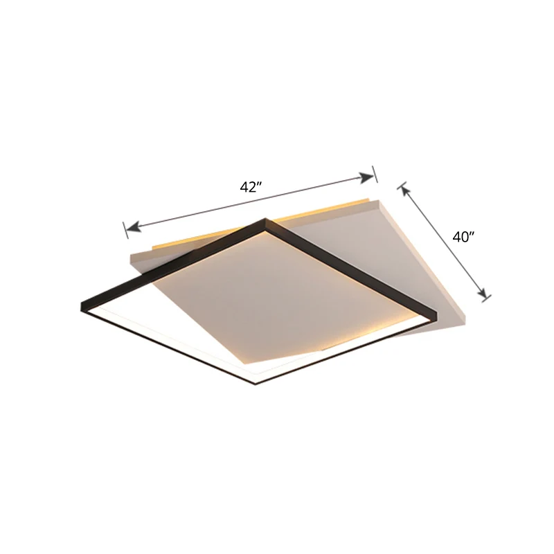Eenvoud vierkante plafondmontage verlichting acryl woonkamer LED inbouw wit-zwart Clearhalo