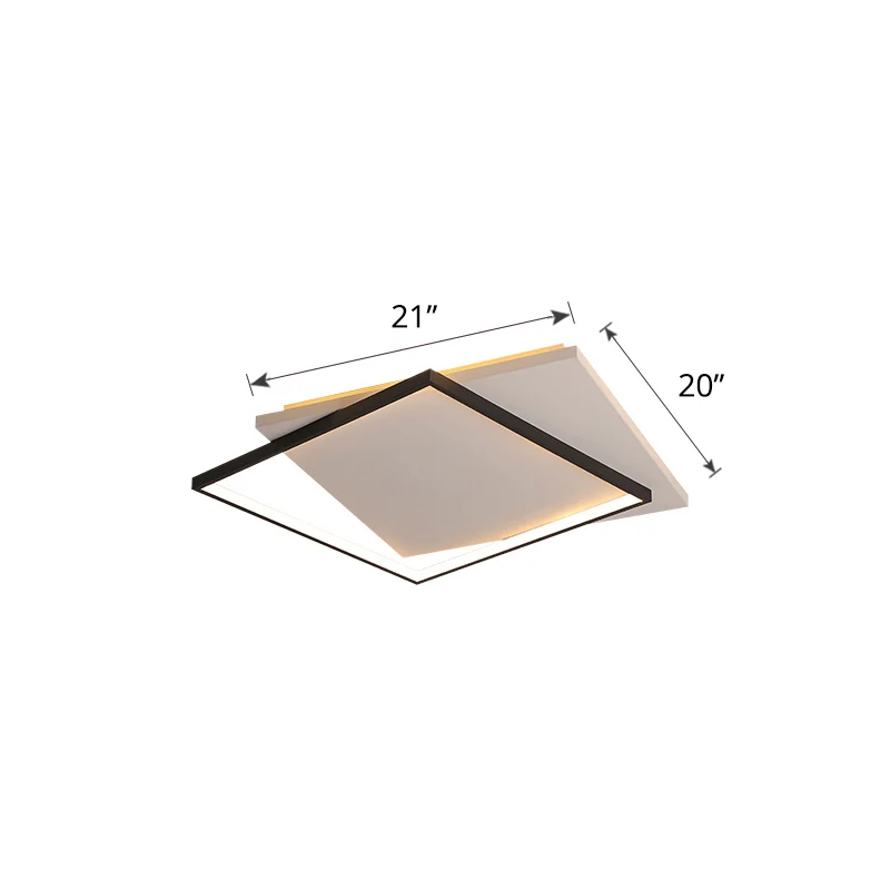 Eenvoud vierkante plafondmontage verlichting acryl woonkamer LED inbouw wit-zwart Clearhalo