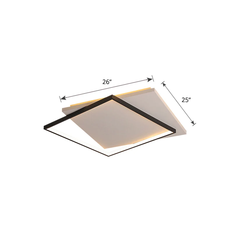 Eenvoud vierkante plafondmontage verlichting acryl woonkamer LED inbouw wit-zwart Clearhalo