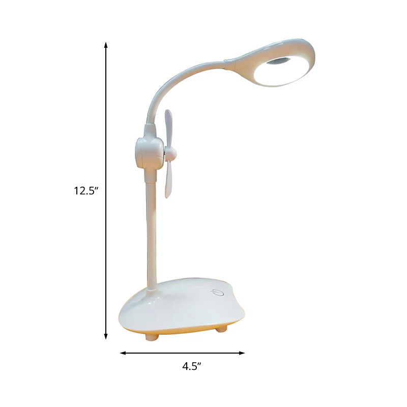 Eenvoudig druppelontwerp studiebureaulamp aanraakbediening traploos dimmen LED-leeslamp met ventilator Clearhalo