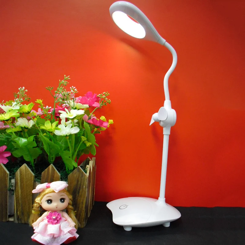 Eenvoudig druppelontwerp studiebureaulamp aanraakbediening traploos dimmen LED-leeslamp met ventilator Clearhalo
