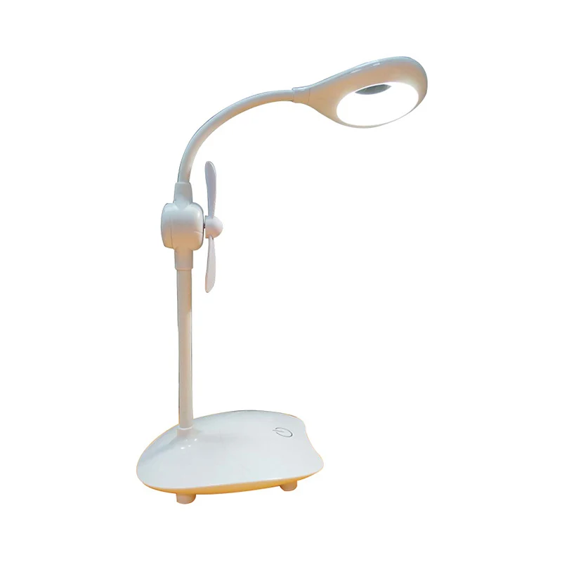 Eenvoudig druppelontwerp studiebureaulamp aanraakbediening traploos dimmen LED-leeslamp met ventilator Clearhalo