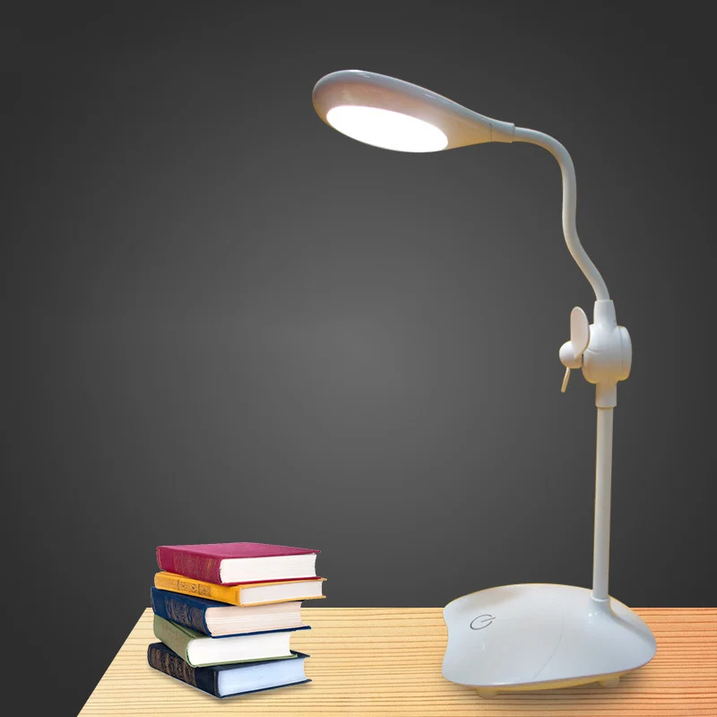 Eenvoudig druppelontwerp studiebureaulamp aanraakbediening traploos dimmen LED-leeslamp met ventilator Clearhalo