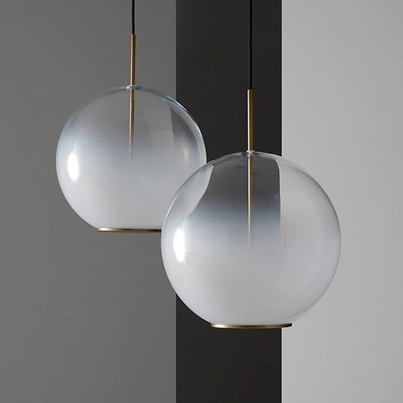 Eenvoudige bolvormige hanglamp met gradiënt matglas en enkele lamp eettafel ophanglamp Clearhalo