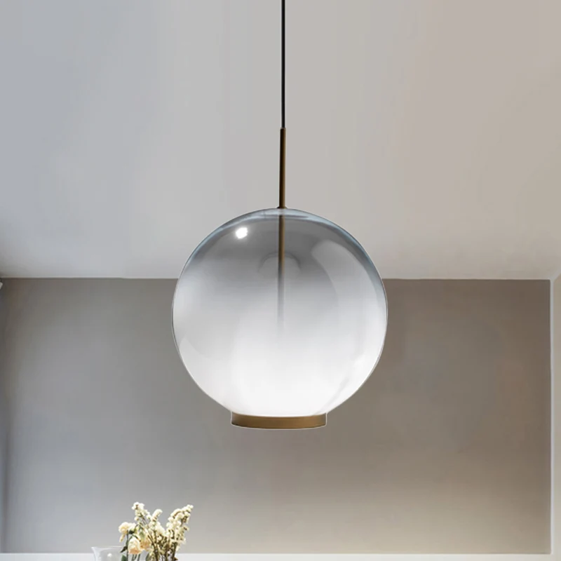 Eenvoudige bolvormige hanglamp met gradiënt matglas en enkele lamp eettafel ophanglamp Clearhalo