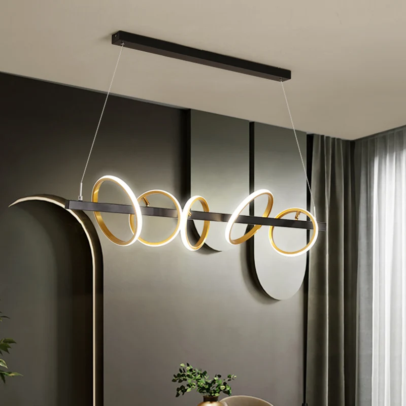 Eenvoudige cirkels plafondhanger metaal 4/5 koppen eetkamer eiland verlichtingsideeën goud, warm/wit licht Clearhalo