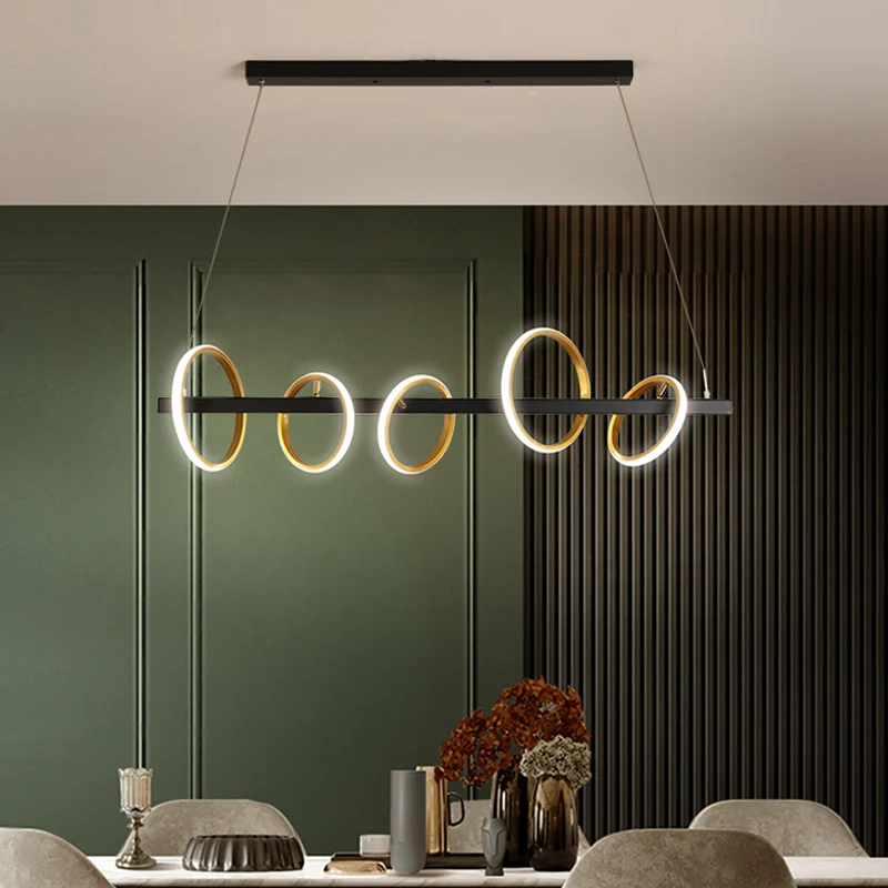 Eenvoudige cirkels plafondhanger metaal 4/5 koppen eetkamer eiland verlichtingsideeën goud, warm/wit licht Clearhalo