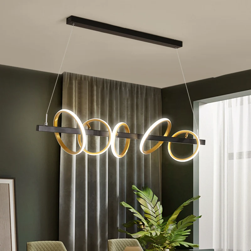 Eenvoudige cirkels plafondhanger metaal 4/5 koppen eetkamer eiland verlichtingsideeën goud, warm/wit licht Clearhalo