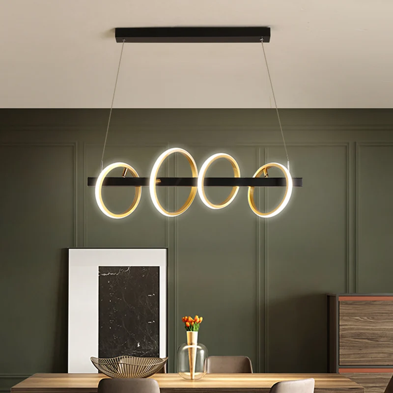 Eenvoudige cirkels plafondhanger metaal 4/5 koppen eetkamer eiland verlichtingsideeën goud, warm/wit licht Clearhalo