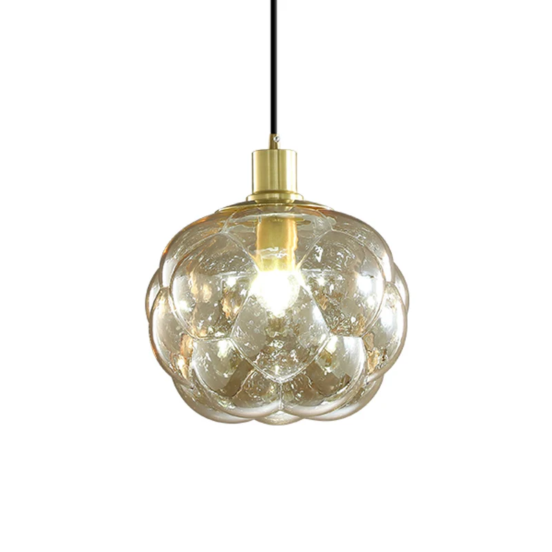 Eenvoudige creatieve zwellende bolhanger, rookgrijs/amberkleurig glas, hangend nachtkastje Clearhalo
