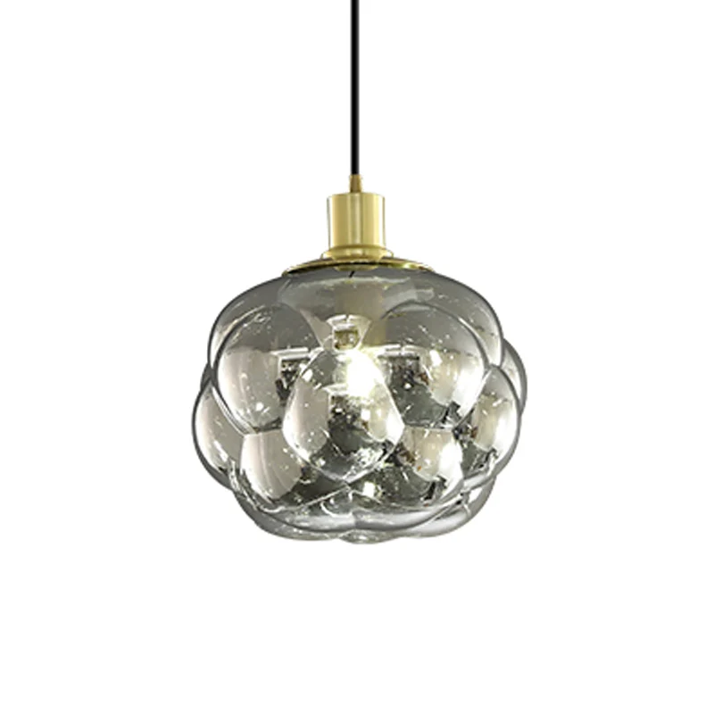 Eenvoudige creatieve zwellende bolhanger, rookgrijs/amberkleurig glas, hangend nachtkastje Clearhalo