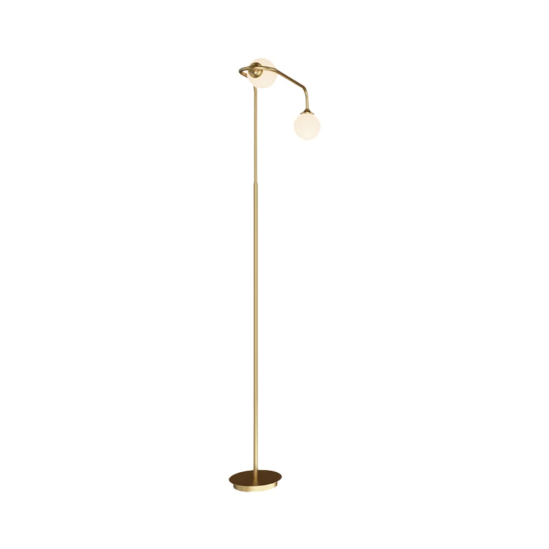 Eenvoudige Globe vloerlamp crèmekleurig glas 2-koppige woonkamer staande verlichting messing Clearhalo