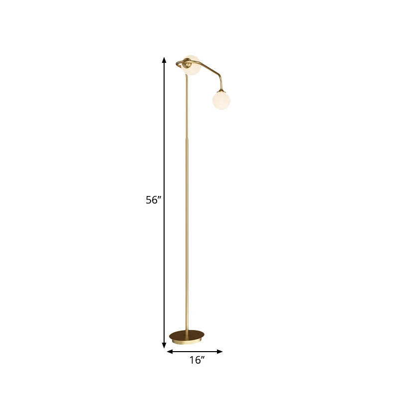 Eenvoudige Globe vloerlamp crèmekleurig glas 2-koppige woonkamer staande verlichting messing Clearhalo