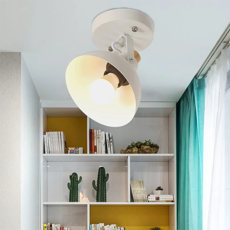 Eenvoudige halfronde inbouwlamp, hoek verstelbaar, 1 kop metalen plafondlamp wit voor gang Clearhalo