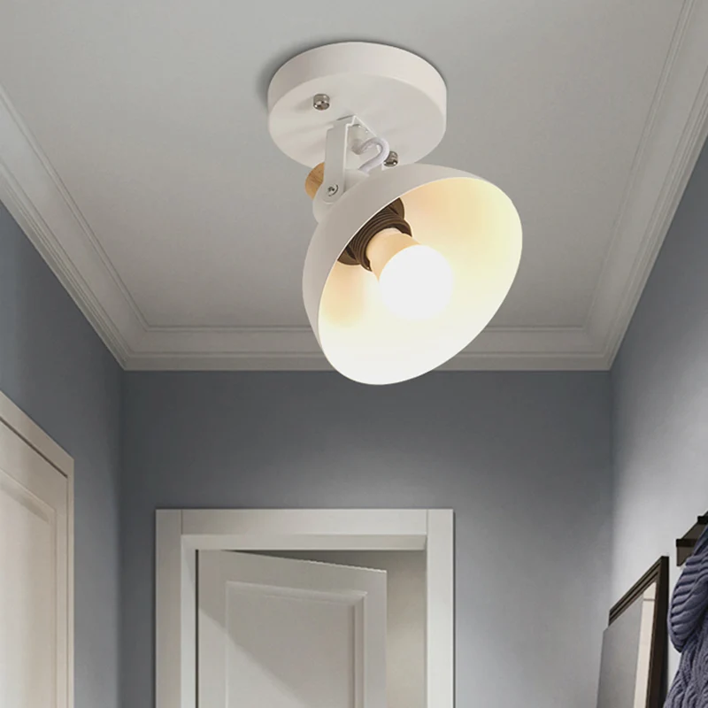 Eenvoudige halfronde inbouwlamp, hoek verstelbaar, 1 kop metalen plafondlamp wit voor gang Clearhalo