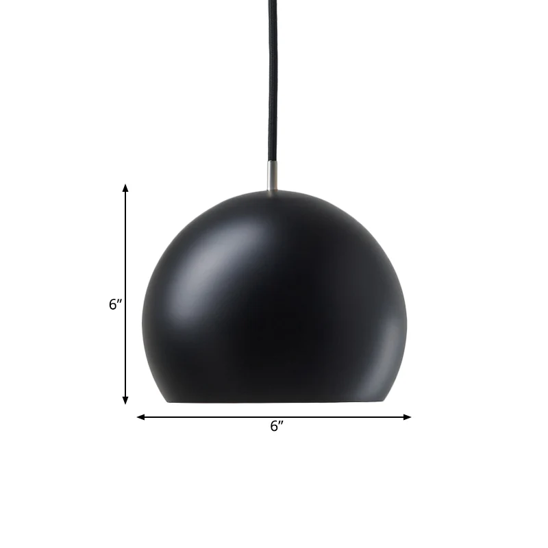 Eenvoudige halfronde kleine hanglamp van metaal met enkele lamp Slaapkamer hanglamp zwart Clearhalo
