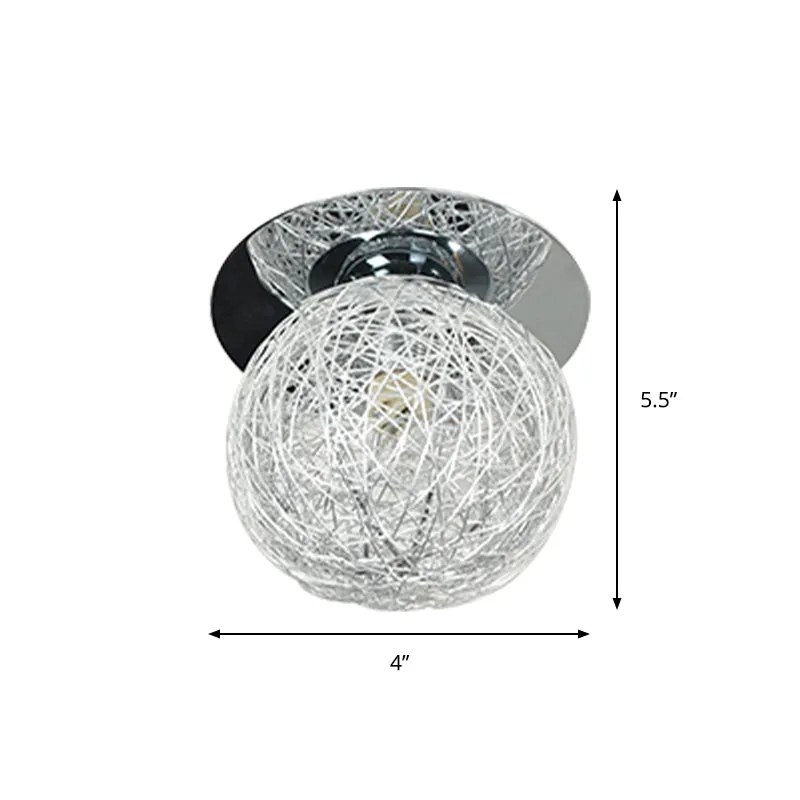 Eenvoudige inbouwverlichting met 1 lamp en metalen kap Witte handgeweven bol/blad-plafondmontagelamp Clearhalo