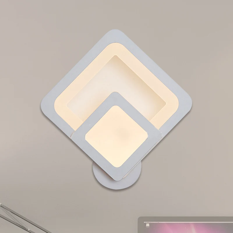 Eenvoudige LED-wandlamp met acrylkap Witte vierkante/ovale wandlamp warm/wit Clearhalo