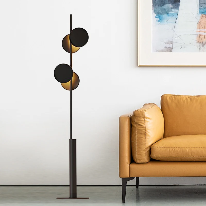 Eenvoudige ronde staande lamp van metaal met 2 koppen woonkamervloerleeslamp zwart Clearhalo