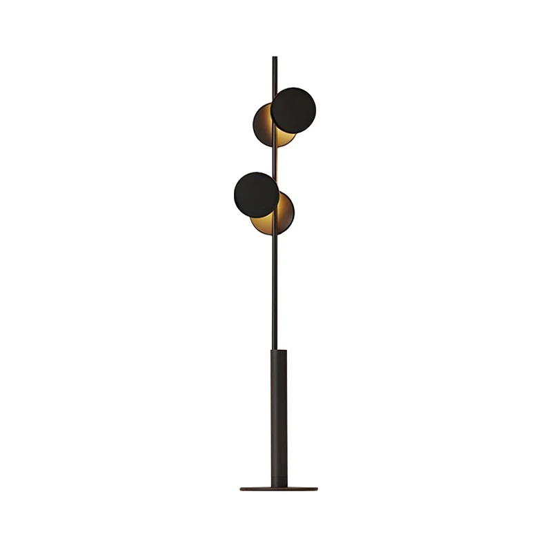 Eenvoudige ronde staande lamp van metaal met 2 koppen woonkamervloerleeslamp zwart Clearhalo