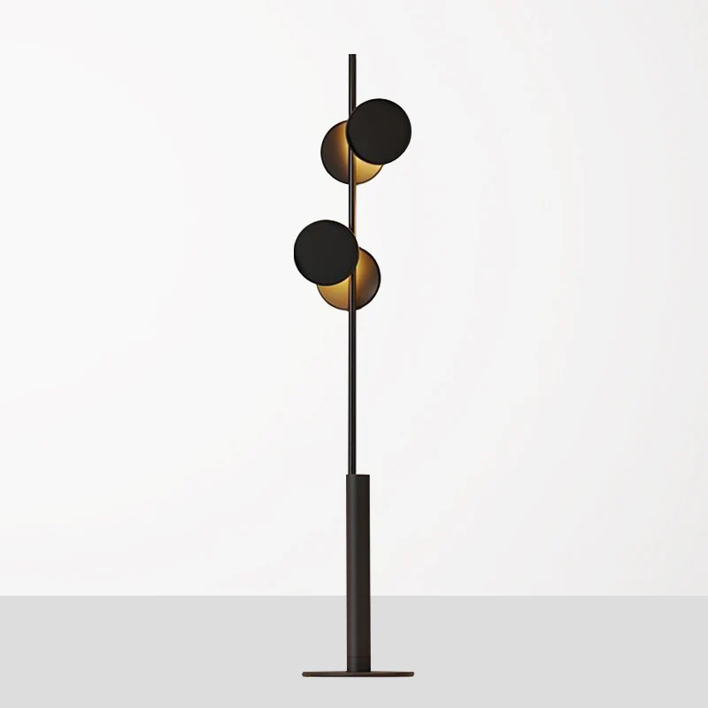 Eenvoudige ronde staande lamp van metaal met 2 koppen woonkamervloerleeslamp zwart Clearhalo