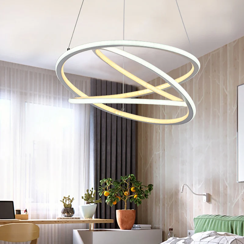 Eenvoudige spiraalvormige plafondlamp van acryl LED-woonkamerkroonluchter warm/wit/natuurlijk licht Clearhalo