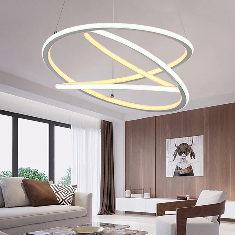 Eenvoudige spiraalvormige plafondlamp van acryl LED-woonkamerkroonluchter warm/wit/natuurlijk licht Clearhalo