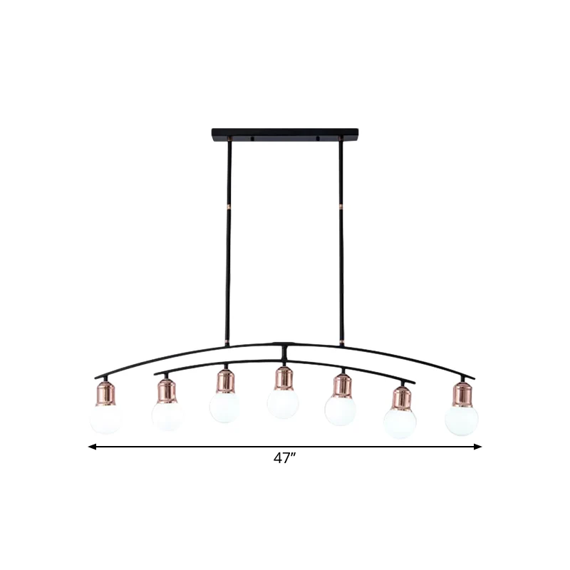 Eenvoudige stijl kale lamp lineaire kroonluchter metaal 5/7 lichten zwart/wit afgewerkt eilandlicht Clearhalo