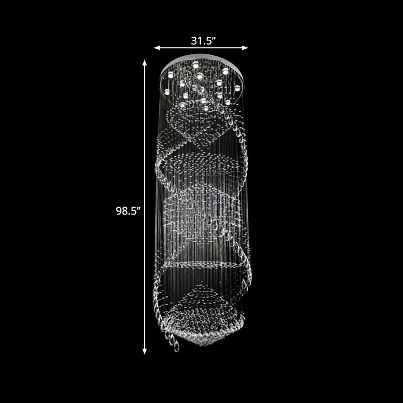 Eenvoudige wervelende strandplafondlamp met 10 lampen Kristallen LED-multilichthanger zilver Clearhalo