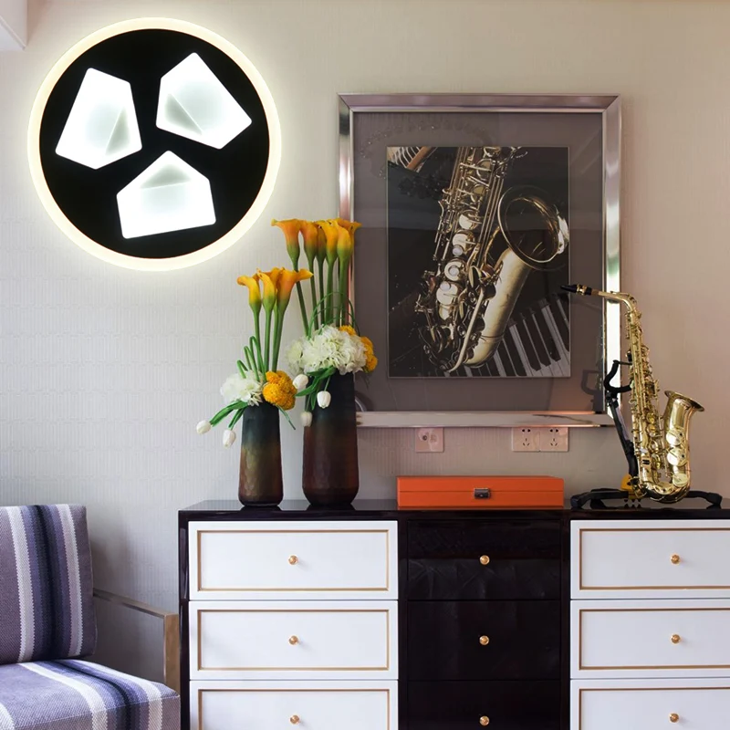 Eetkamer Cirkel Wandkandelaar Acryl Eigentijds LED Schanslicht zwart Clearhalo