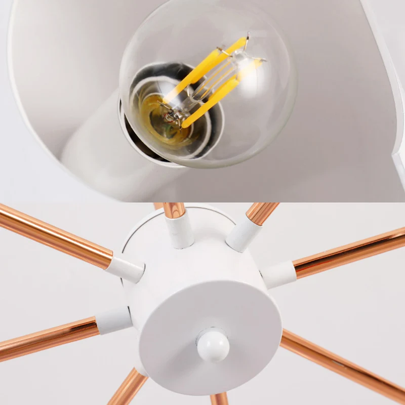Eetkamer hanglamp met halve cilinder, metaal, meerkoppige moderne witte kroonluchter Clearhalo