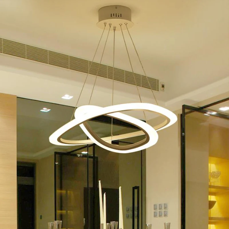 Eetkamer LED-hanglamp Minimalistische witte kroonluchter met 2/3-laags driehoekige/ronde acrylkap Clearhalo