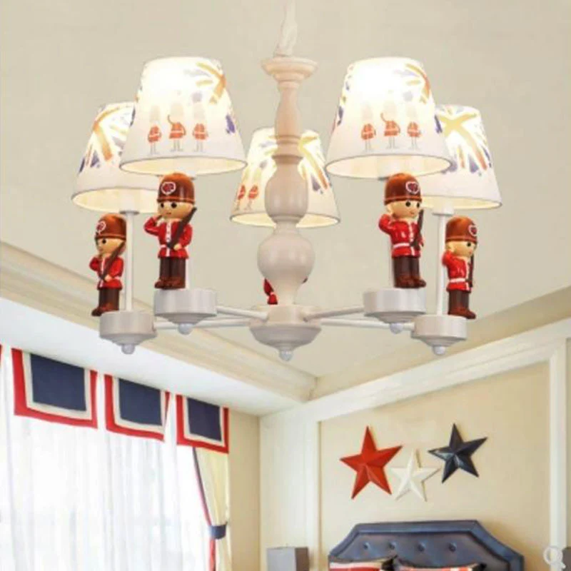 Eetkamer Solider hanglamp met stoffen kap Chique moderne rood-witte kroonluchter Clearhalo