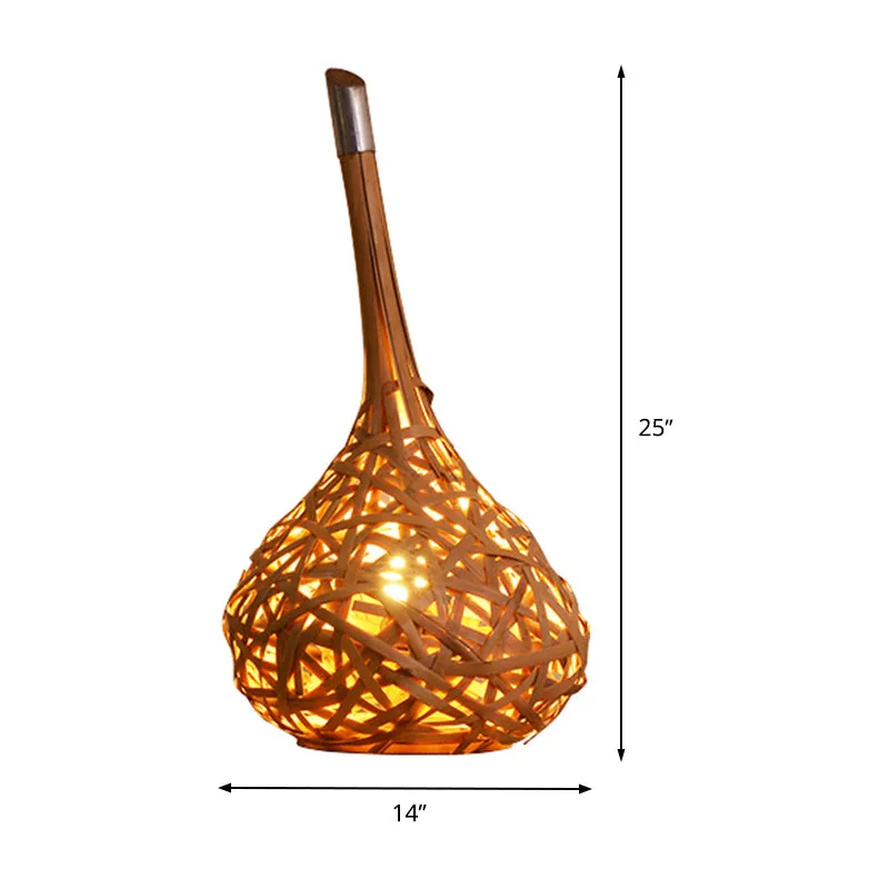 Eetkamerbureaulamp met 1 kop Aziatische kaki taaklamp met handbewerkte bamboe kap Clearhalo
