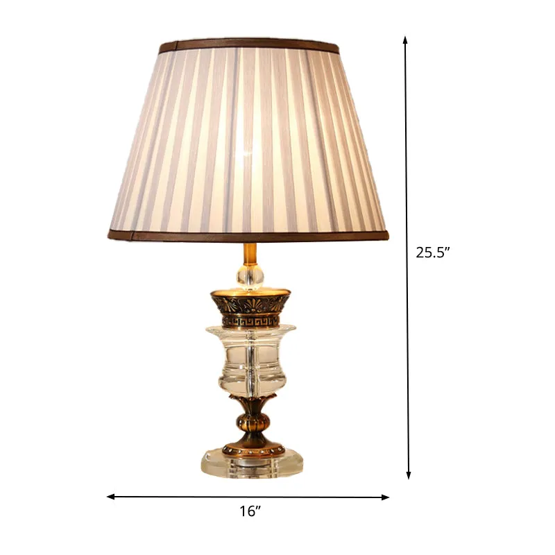 Eetkamerbureaulamp met 1 kop, moderne beige tafellamp met brede stoffen kap Clearhalo