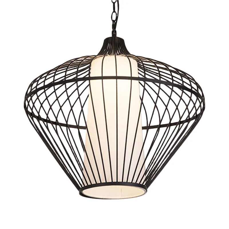 Eetkamerhanglamp met 1 kop en taps toelopende bamboe kap modernistische stijl, zwart plafondarmatuur, diameter 19,5"/21,5"...