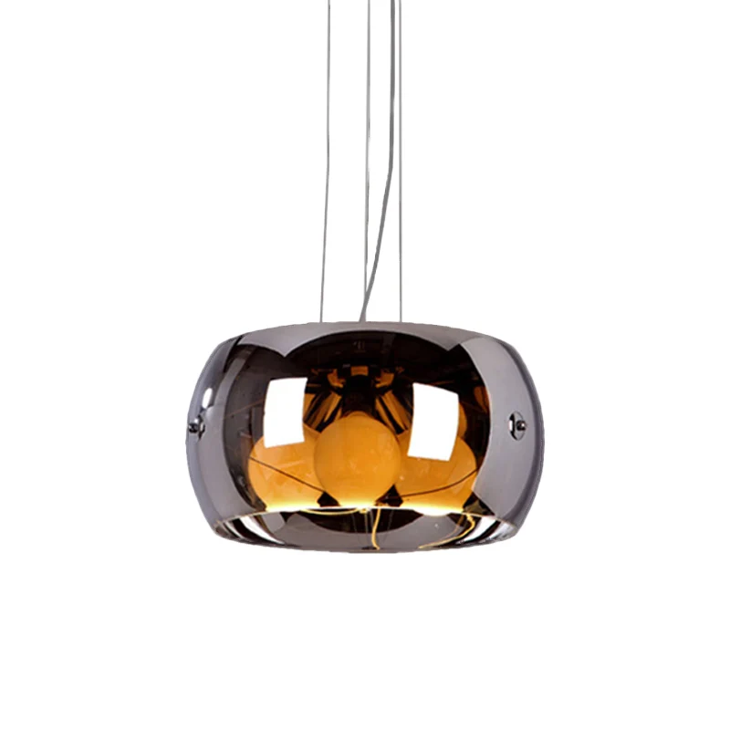 Eetkamerkroonluchter met 3 lampen, eigentijdse chroomhanglamp met trommelspiegelglazen kap Clearhalo