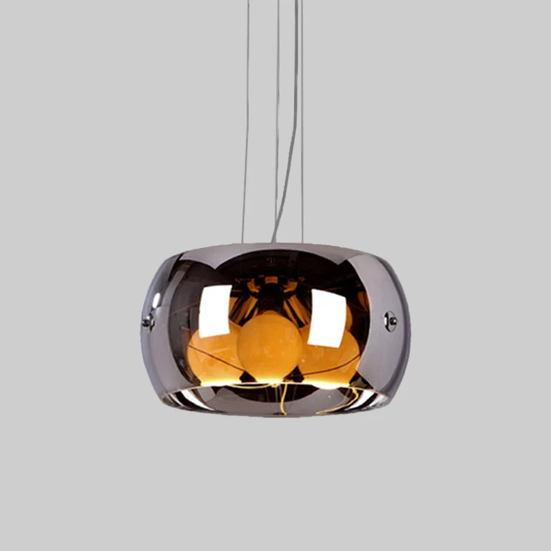 Eetkamerkroonluchter met 3 lampen, eigentijdse chroomhanglamp met trommelspiegelglazen kap Clearhalo