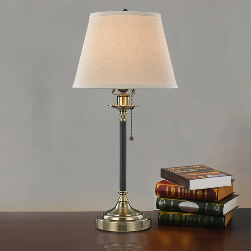 Eetkamertafellamp met 1 lamp, minimalistisch wit nachtlampje met trekketting en taps toelopende stoffen kap Clearhalo