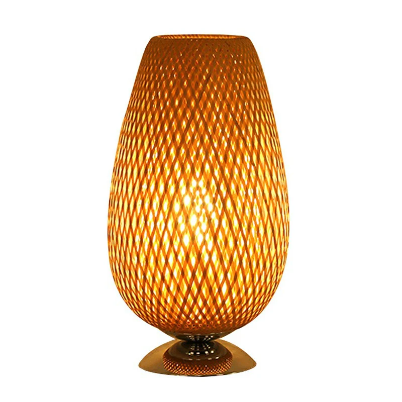Ei-achtige nachtkastjeverlichting Rotan Eenlamp Eenvoud Nachtkastjelamp hout Clearhalo
