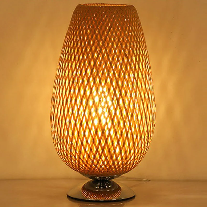 Ei-achtige nachtkastjeverlichting Rotan Eenlamp Eenvoud Nachtkastjelamp hout Clearhalo