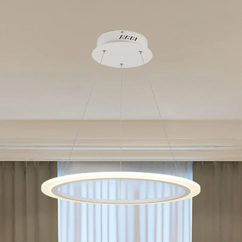 Eigentijdse 1/2/3-lichts kroonluchter met acrylkap en witte lusophanging warm/wit licht Clearhalo